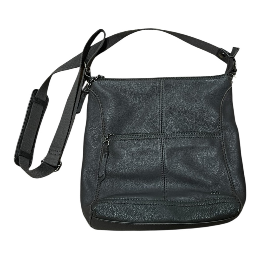 The Sak Iris Slate Gray Pebbled Leather Crossbody Bag Adjustable Strap
